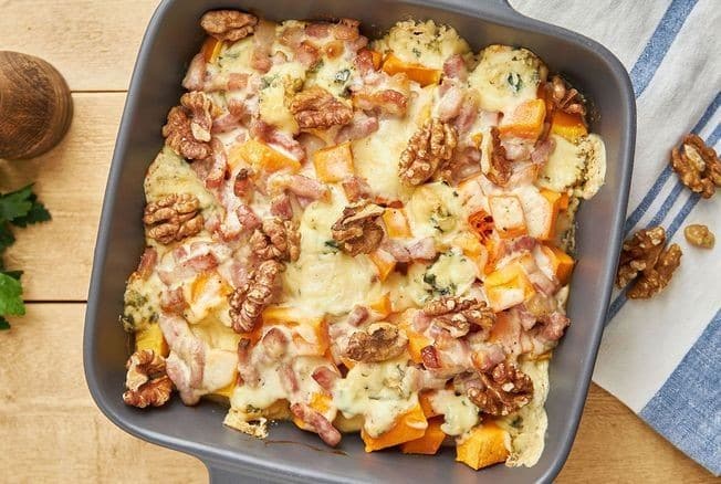 Gratin de butternut aux lardons