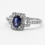 Oval Sapphire and Diamond White gold Ring
