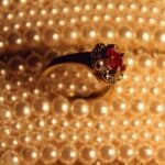 Red ruby gold bridal ring