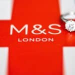 Engagement diamond ring with a English flag background