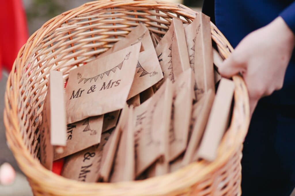 Wedding Confetti in bags Mr & Mrs