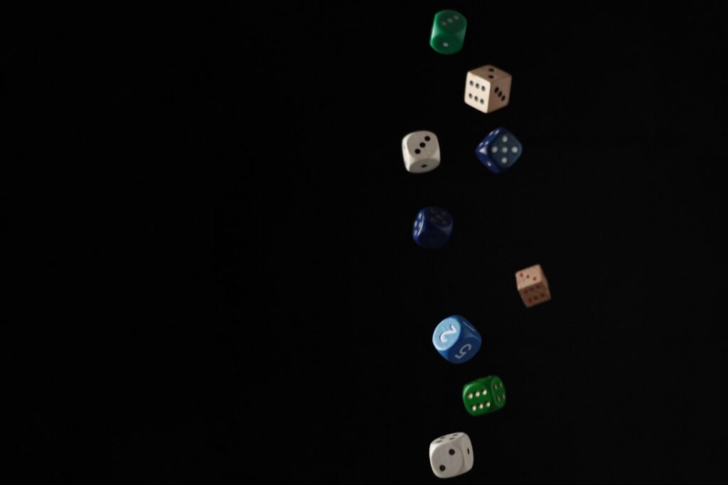 Some dice falling.