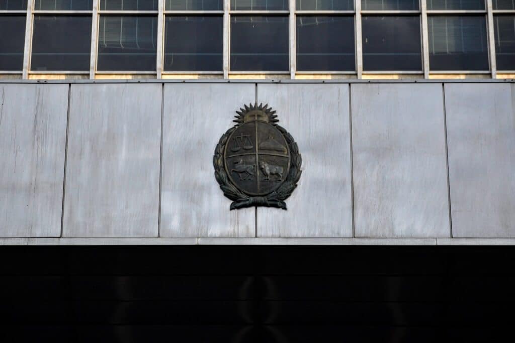 Emblem on a modern building facade