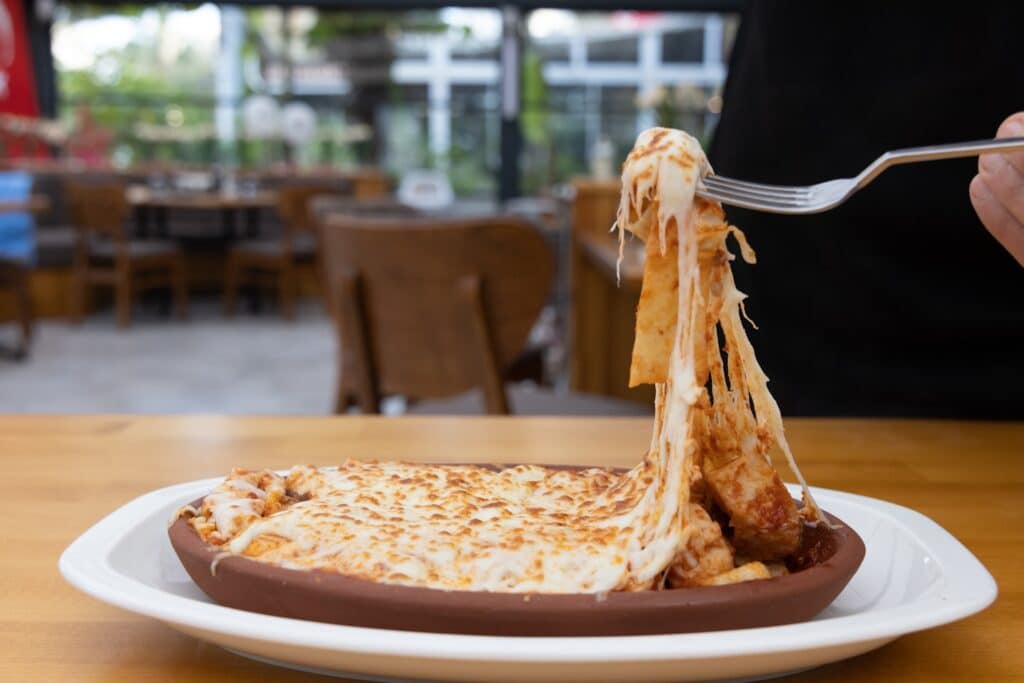 traditional cheese meat dish in a restaurant