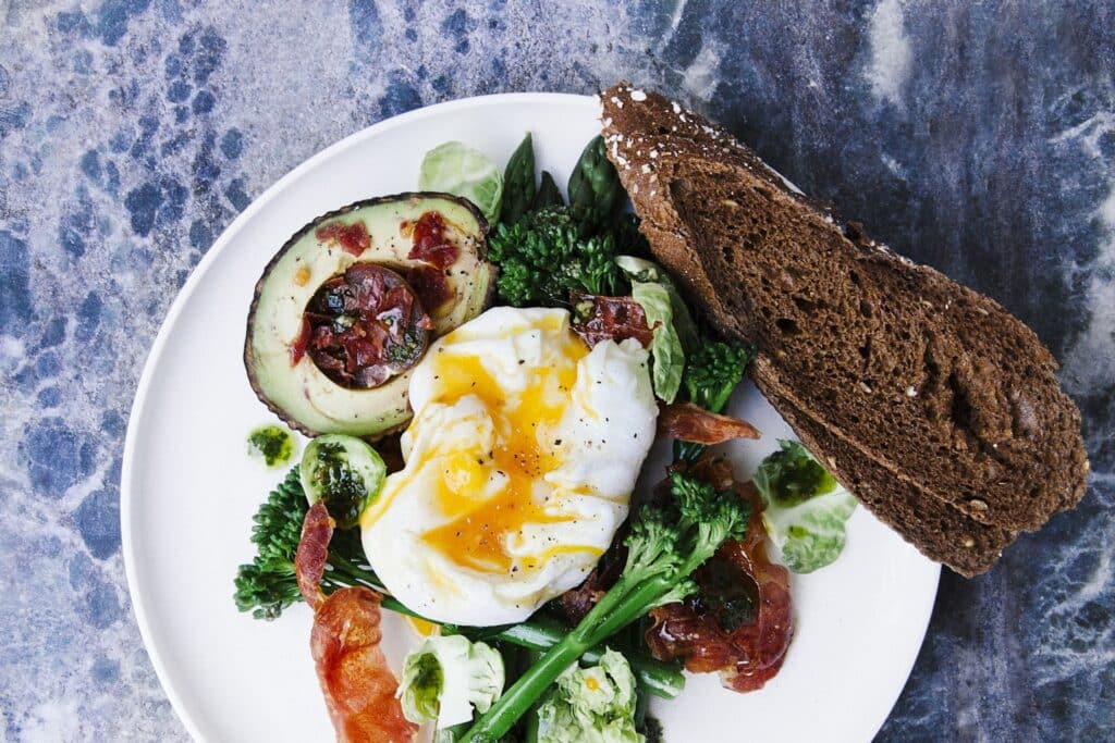 vegetable salad served on plate