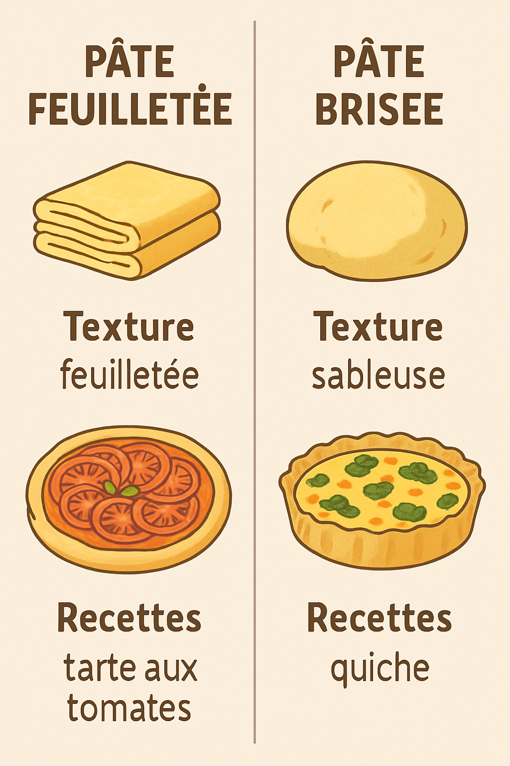 découvrez les différences entre la pâte feuilletée et la pâte brisée pour améliorer vos recettes maison et choisir la pâte idéale selon vos préparations culinaires.