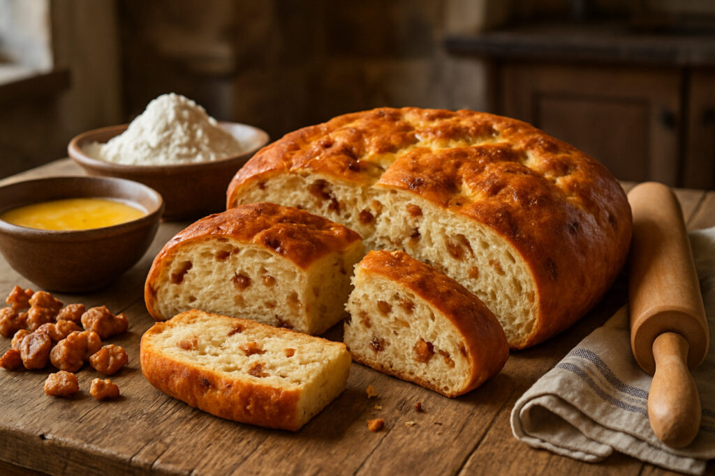découvrez notre recette authentique de la pompe au grattons, une gourmandise traditionnelle du terroir à préparer facilement chez vous. savourez ce délice croustillant et convivial en famille ou entre amis.
